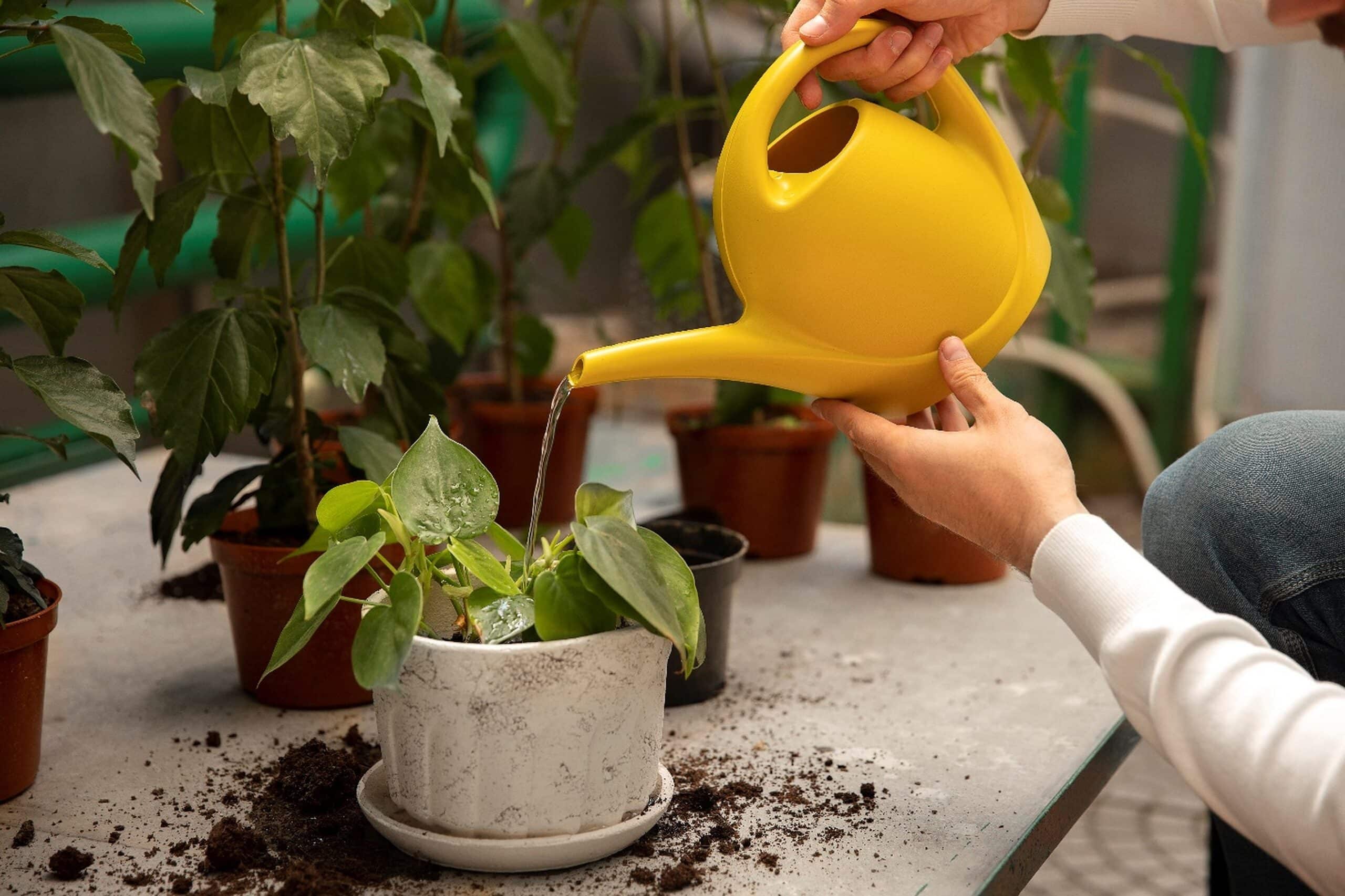 Watering Potted Plants and Flowers